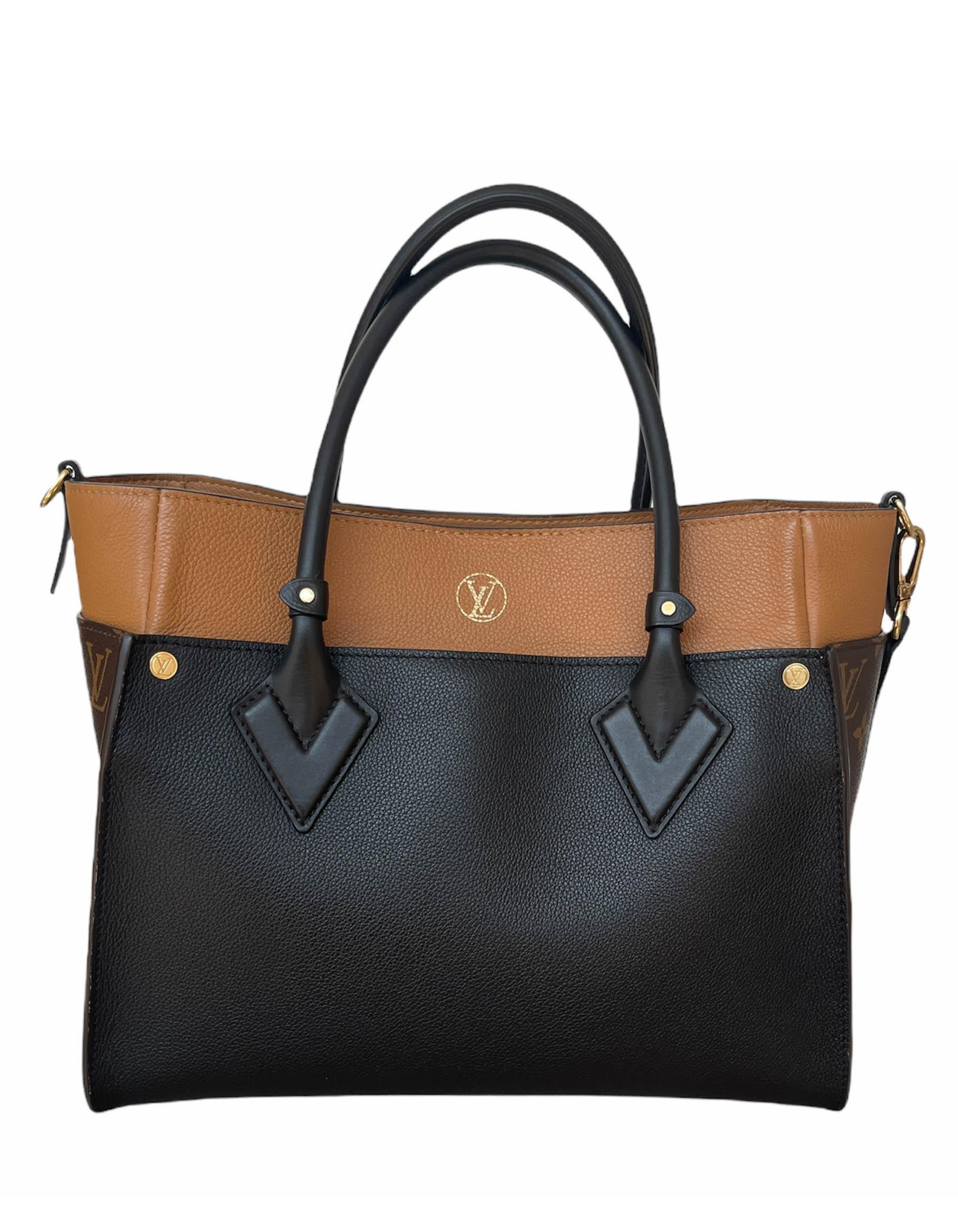 Noir Louis Vuitton Sac fourre-tout en cuir de veau noir & Monogramme On My Side avec. Courroie