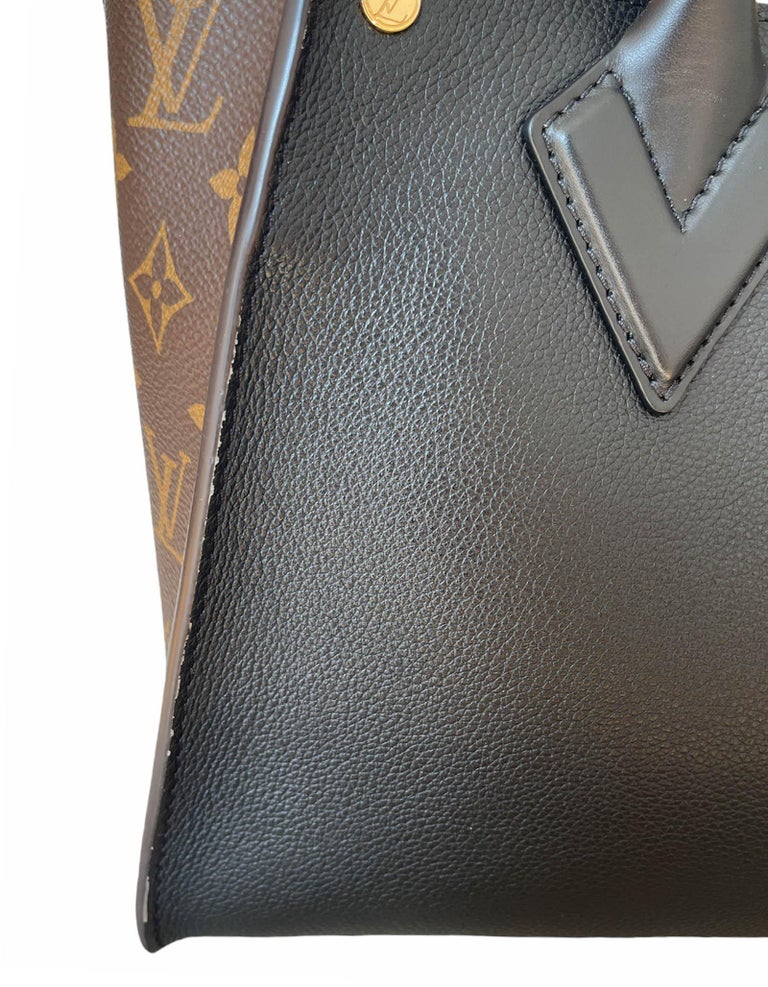 Louis Vuitton Black Calfskin Leather and Monogram On My Side Tote Bag w.  Strap at 1stDibs
