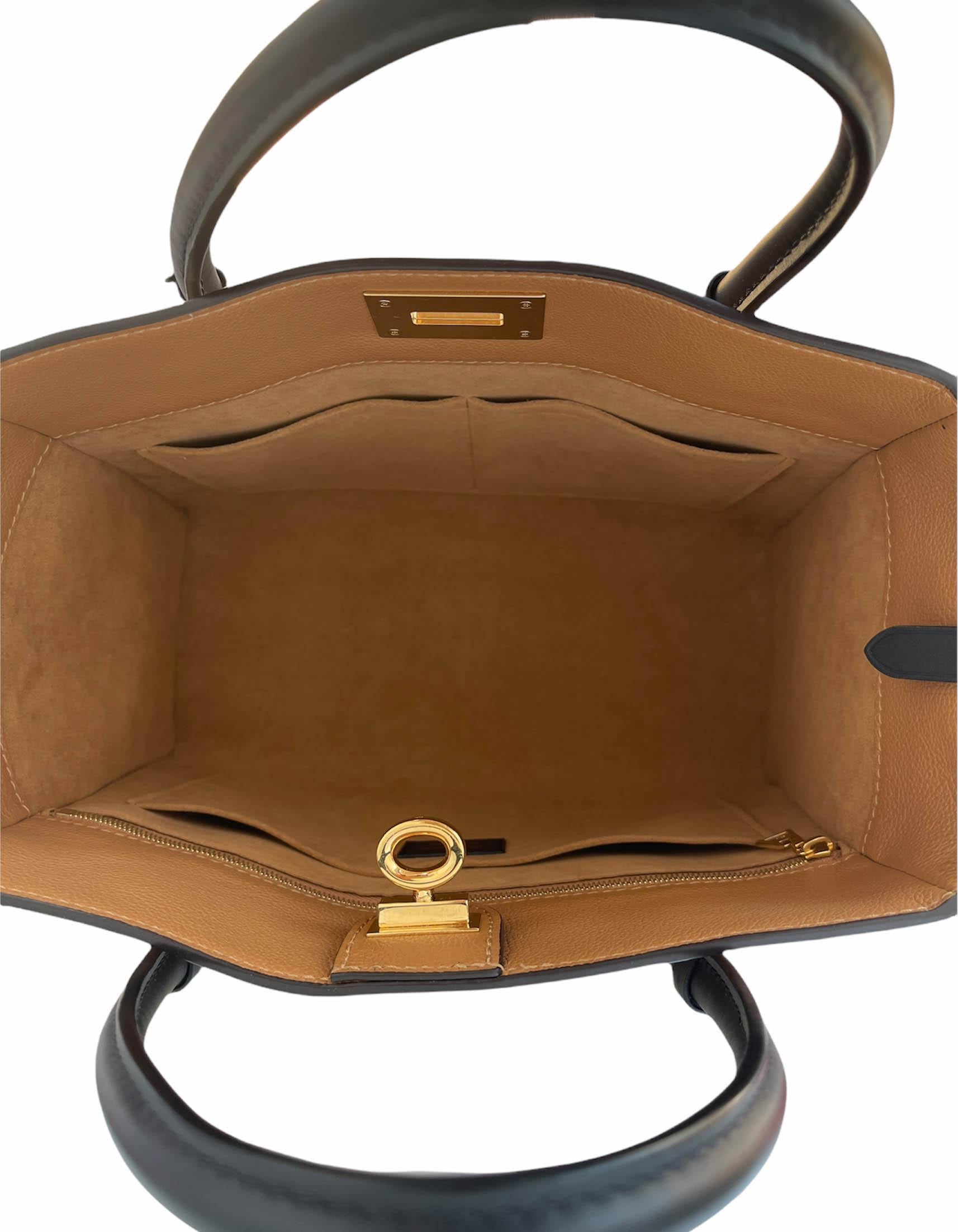 Louis Vuitton Black Calfskin Leather & Monogram On My Side Tote Bag w. Strap 1