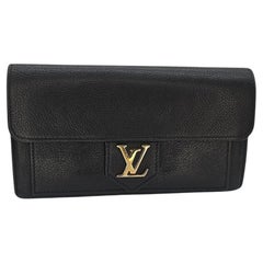 Louis Vuitton Black Calfskin LockMe Long Wallet