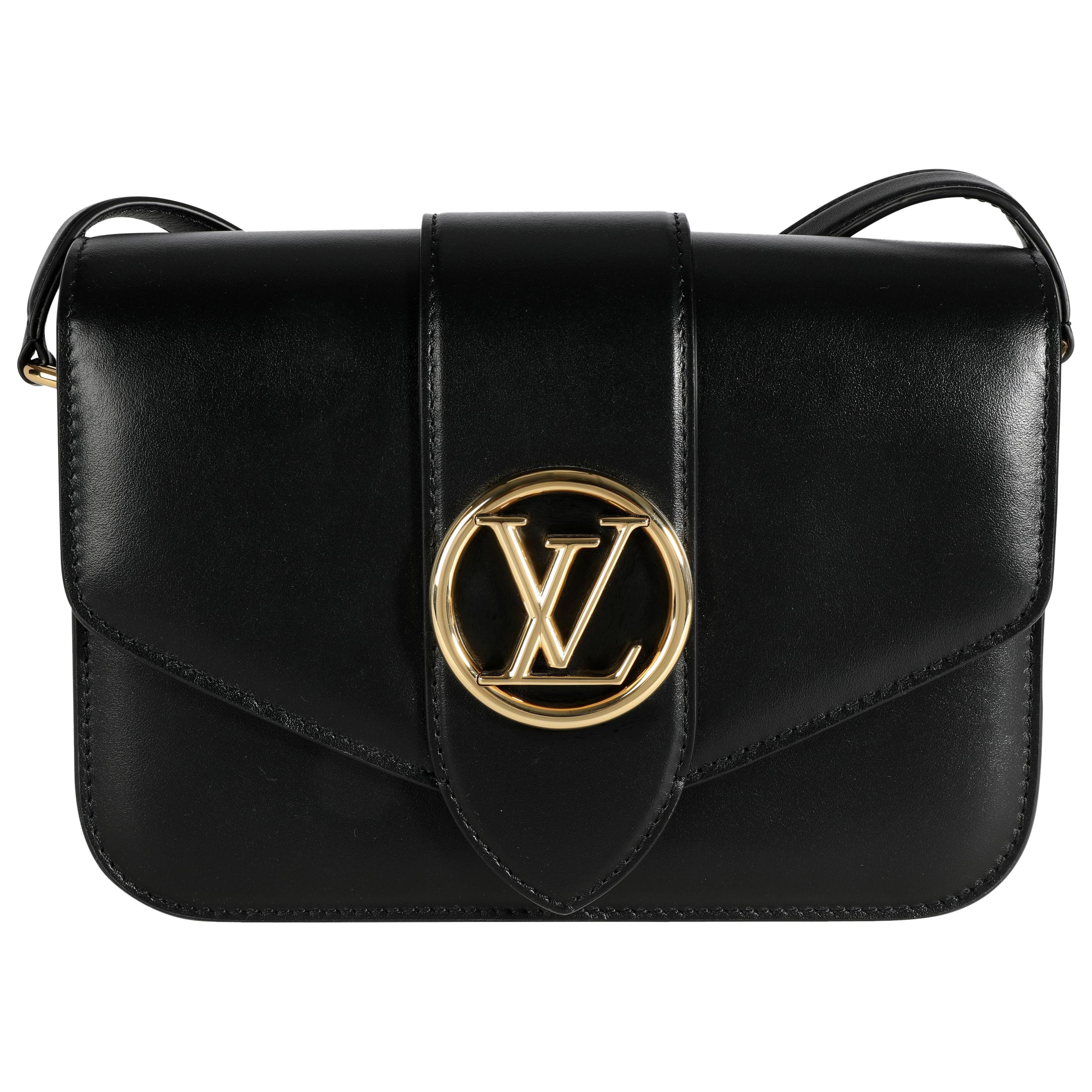 Louis Vuitton Black Grained Calfskin LV Pont 9 Soft MM For Sale at 1stDibs