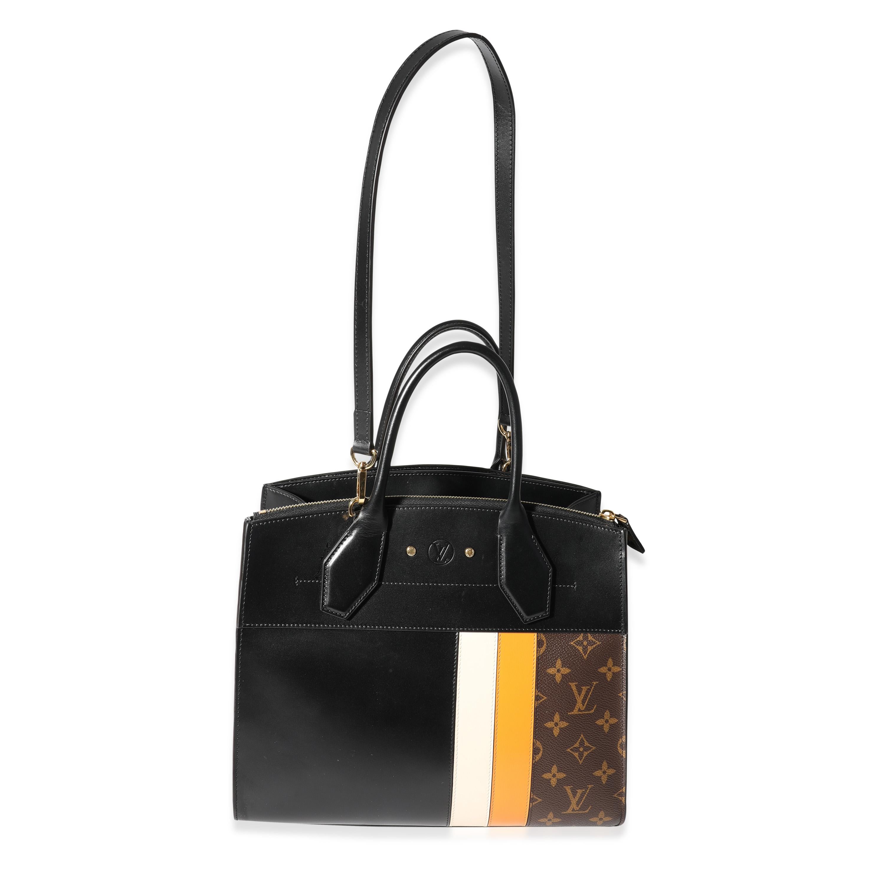 Listing Title: Louis Vuitton Black Calfskin & Monogram Canvas City Steamer MM Tote
SKU: 119740
Condition: Pre-owned (3000)
Handbag Condition: Excellent
Condition Comments: Scratches on exterior and interior leather. Wear to feet.
Brand: Louis