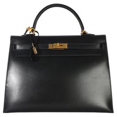 Hermès Vintage Caja Negra Sellier Kelly 35 GHW