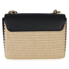 Louis Vuitton Black Calfskin Raffia Twist Shoulder Bag MM