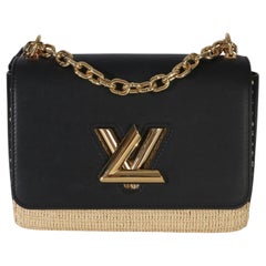 Louis Vuitton Black Calfskin Raffia Twist Shoulder Bag MM