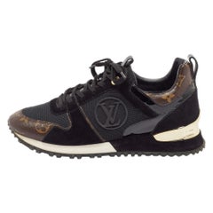 Louis Vuitton Black Canvas and Mesh Run Away Sneakers Size 37.5