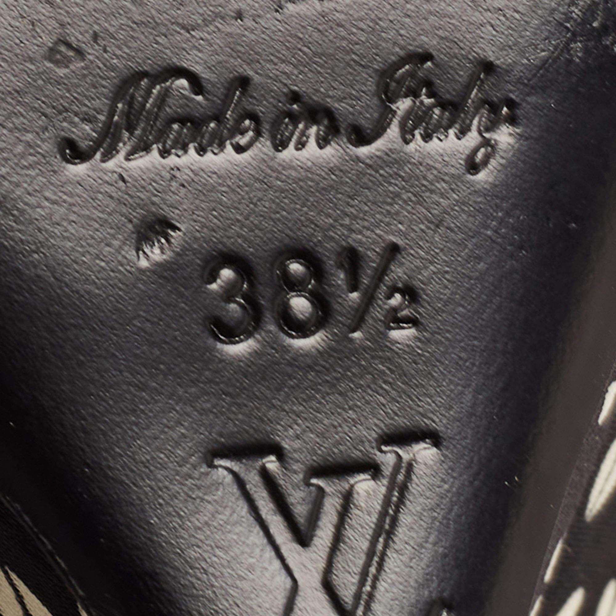 Louis Vuitton Black Canvas Bow Ankle Strap Sandals Size 38.5 For Sale 1