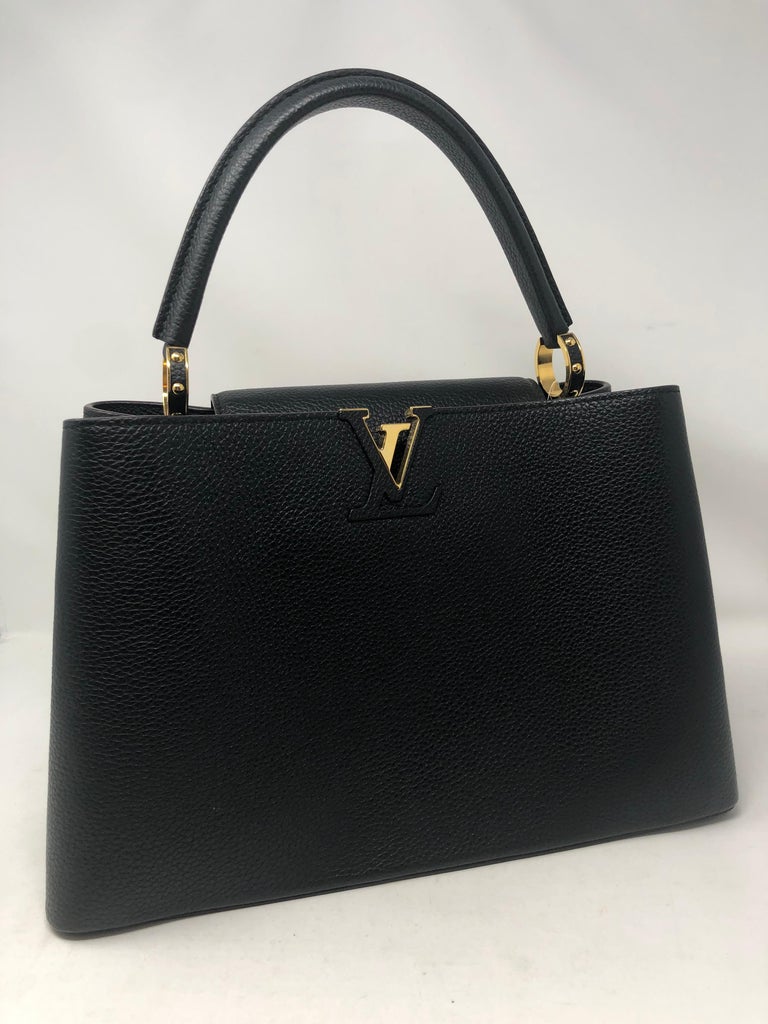 Louis Vuitton Capucines Shoulder Bag, MM, Black Leather