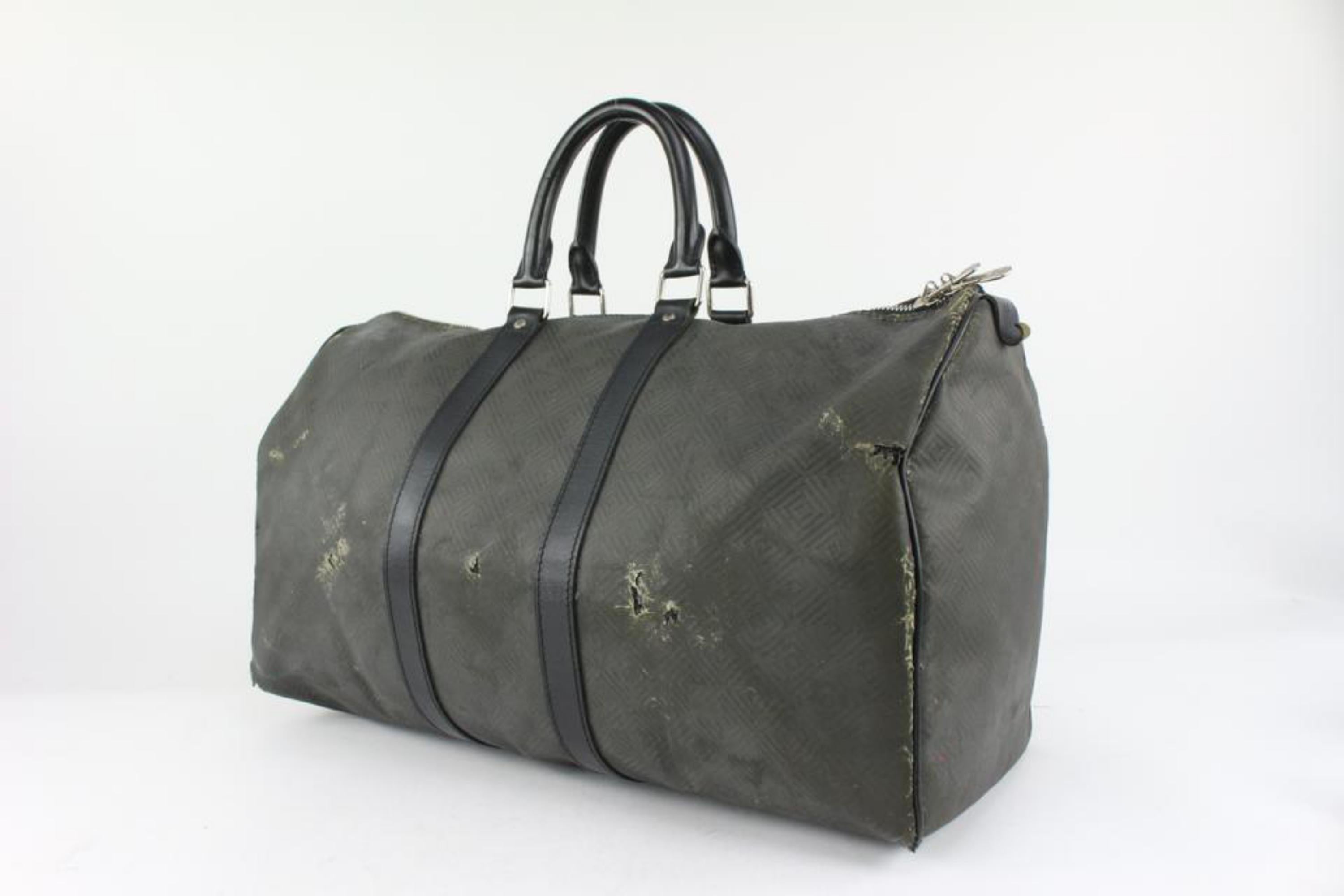 Louis Vuitton Black Carbon Fiber Damier Carbone Keepall 45 Duffle Bag 1122lv14 5