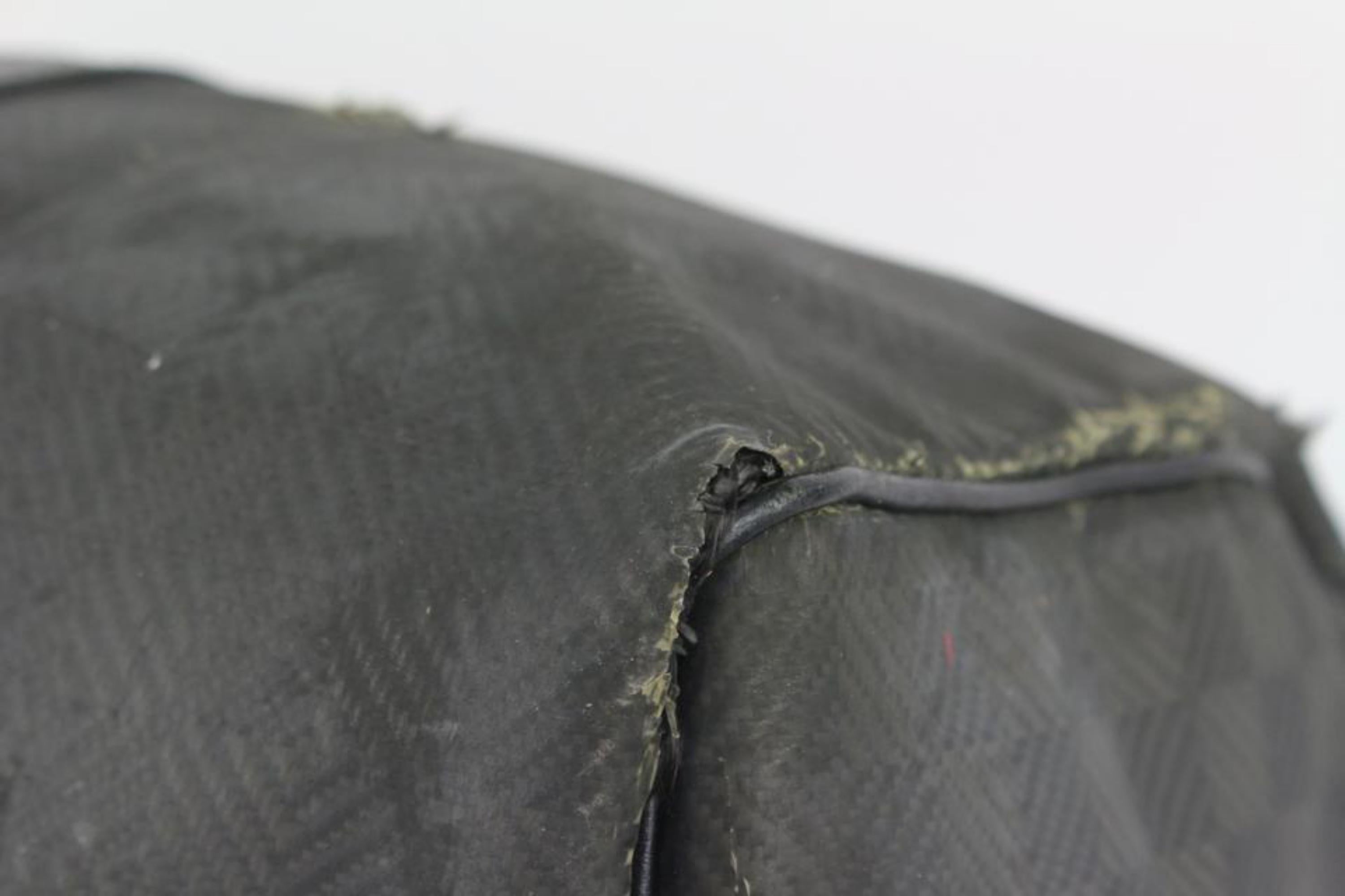 Louis Vuitton Black Carbon Fiber Damier Carbone Keepall 45 Duffle Bag 1122lv14 In Fair Condition In Dix hills, NY