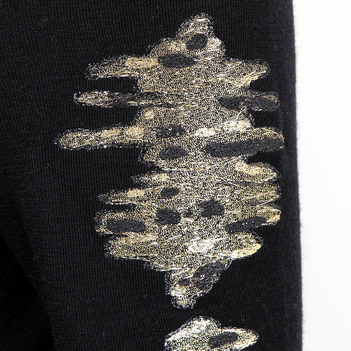 LOUIS VUITTON black cashmere blend GOLD EMBROIDERED Sweater S For Sale 1