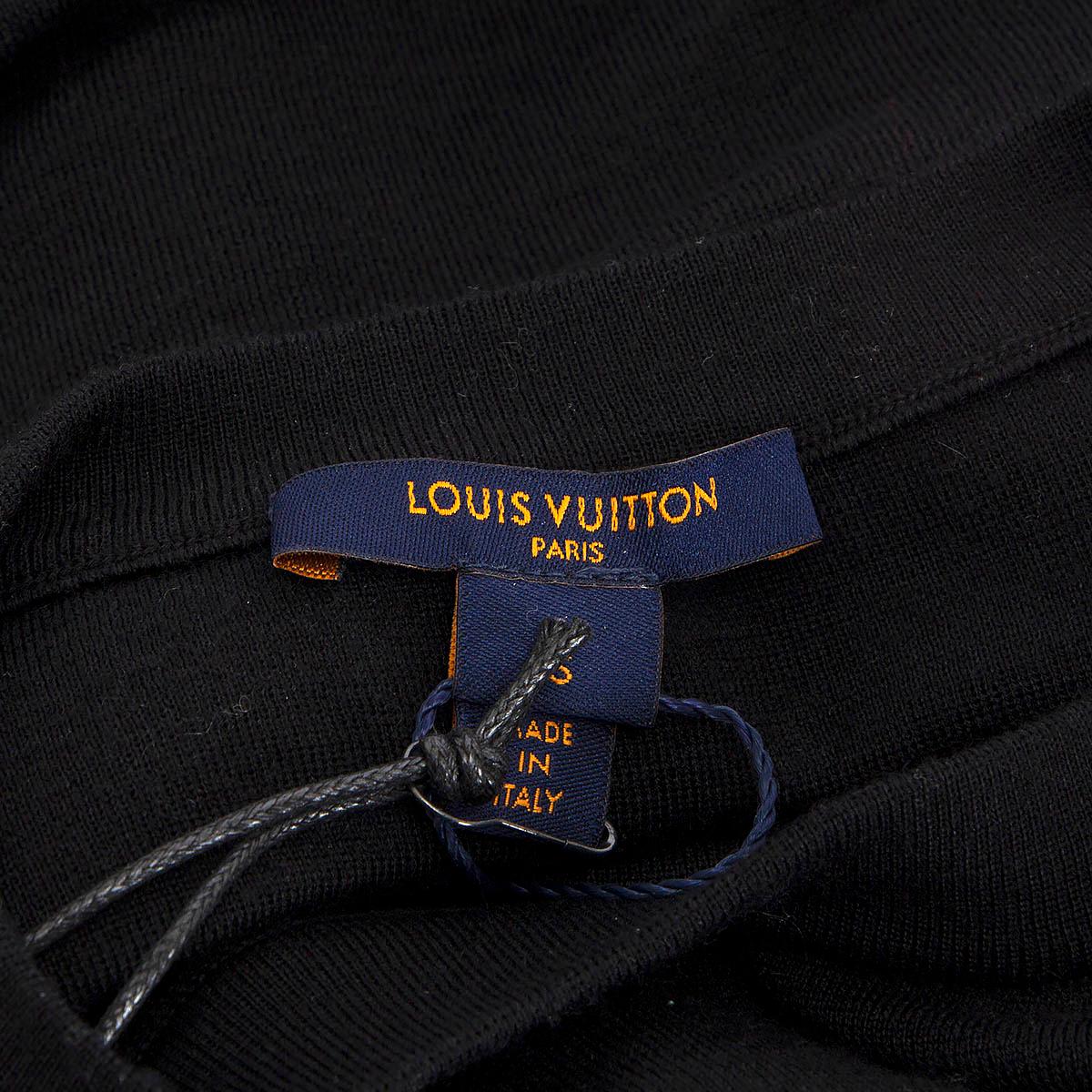 LOUIS VUITTON black cashmere blend GOLD EMBROIDERED Sweater S For Sale 2