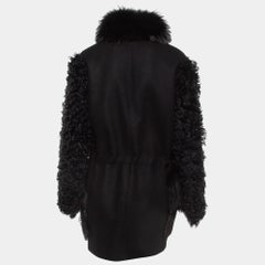 Louis Vuitton Black Cashmere/Fur Trimmed Oversized Parka Jacket M