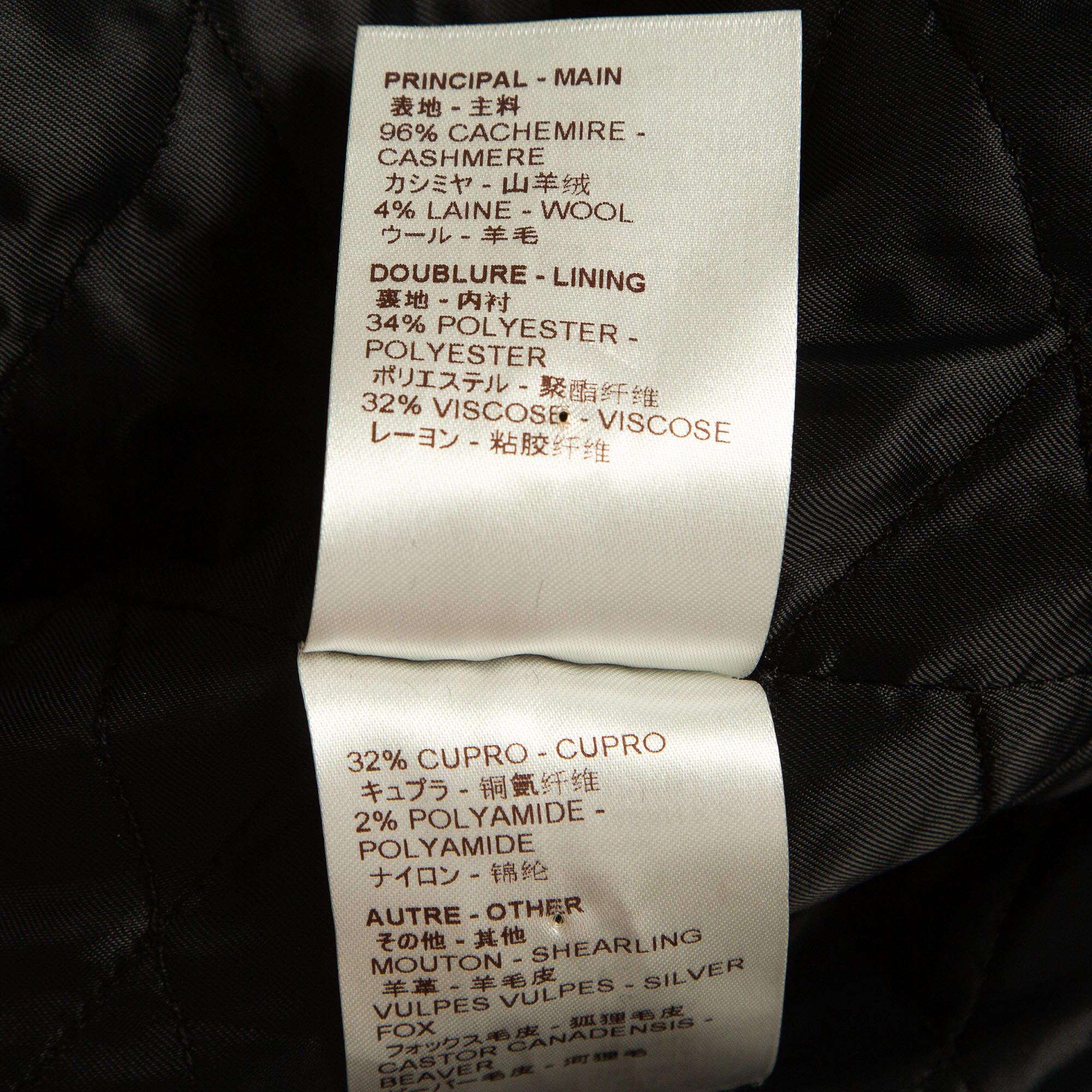 Louis Vuitton Black Cashmere/Fur Trimmed Oversized Parka Jacket M In Excellent Condition For Sale In Dubai, Al Qouz 2