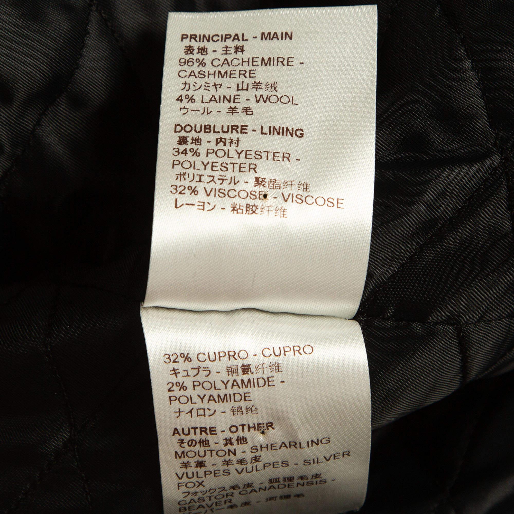Louis Vuitton Black Cashmere/Fur Trimmed Oversized Parka Jacket M For Sale 1