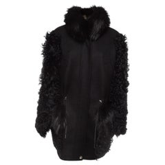 Used Louis Vuitton Black Cashmere/Fur Trimmed Oversized Parka Jacket M