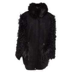 Louis Vuitton Black Cashmere/Fur Trimmed Oversized Parka Jacket M