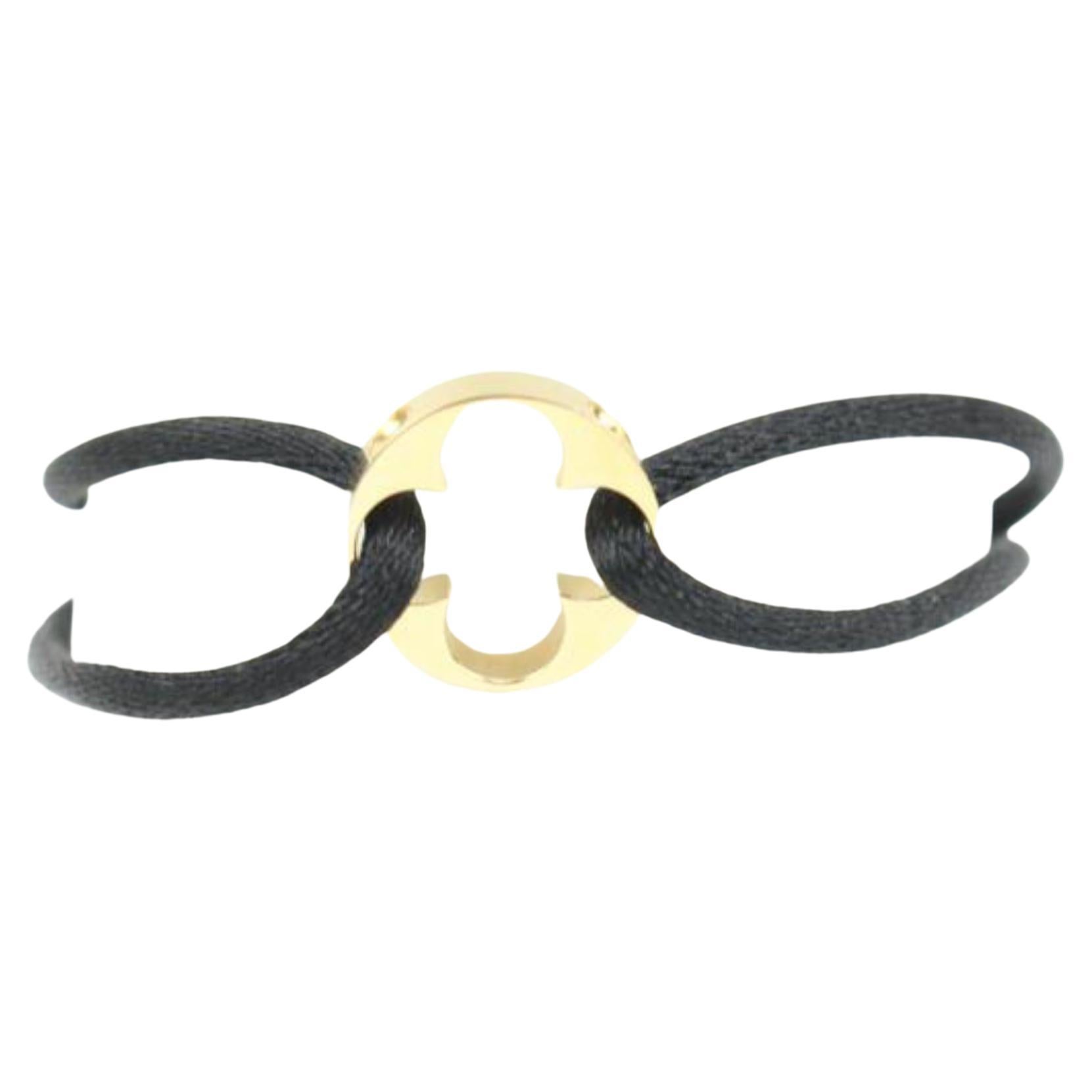 Louis Vuitton Black Cord Yellow 18k Gold Empreinte Bracelet 65lv218s For  Sale at 1stDibs