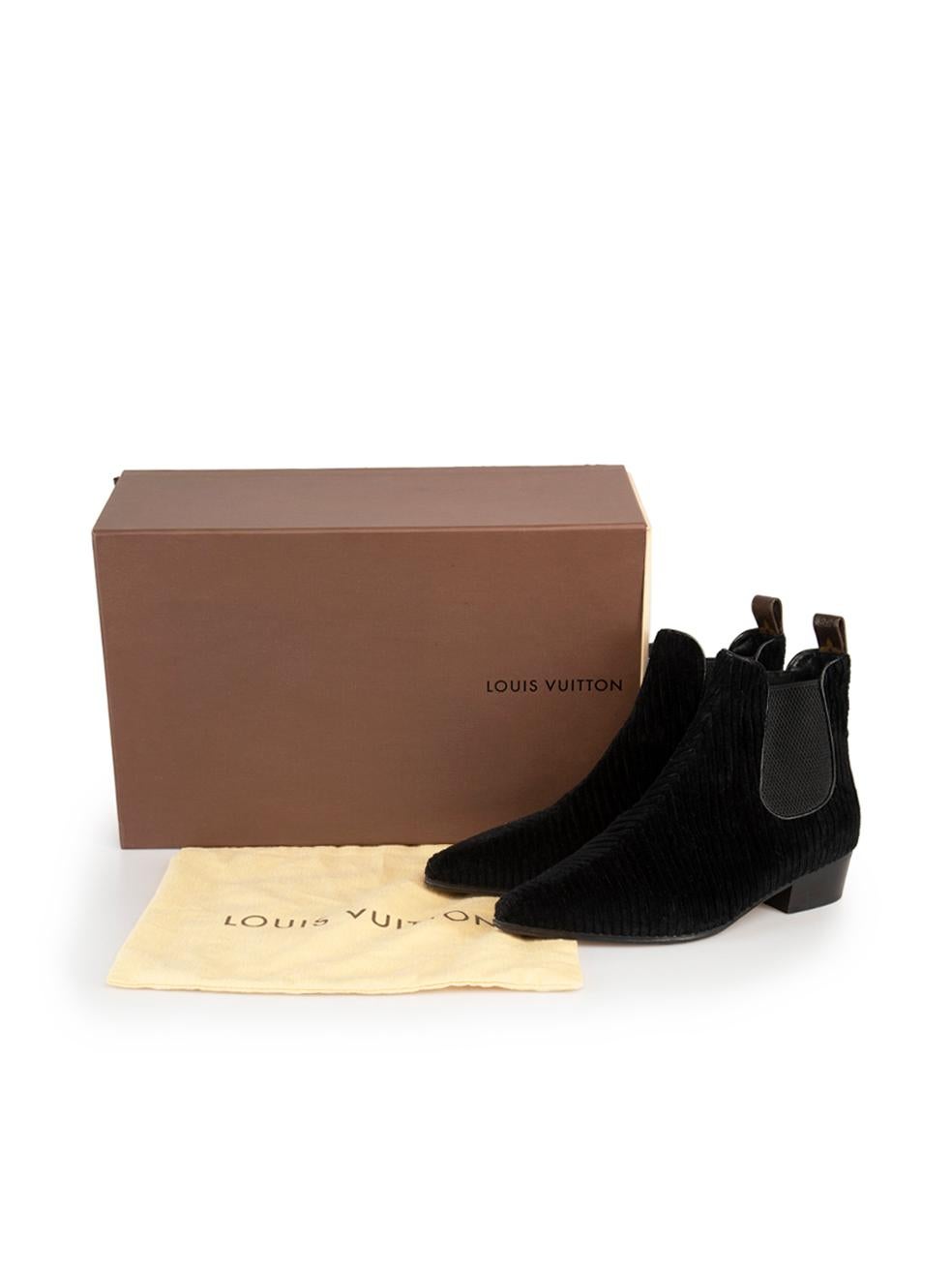 Louis Vuitton Black Corduroy Chelsea Boots Size IT 37.5 For Sale 2