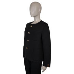 LOUIS VUITTON black cotton 2024 COLLARLESS KNIT Jacket L