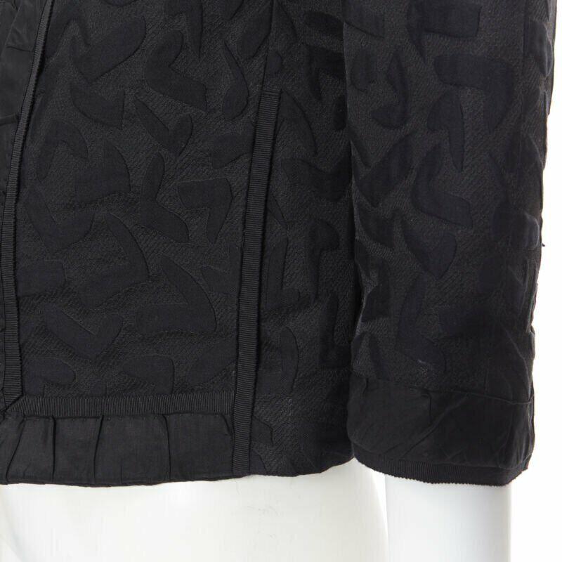 LOUIS VUITTON black cotton geometric pattern jacquard cropped jacket FR36 S For Sale 5