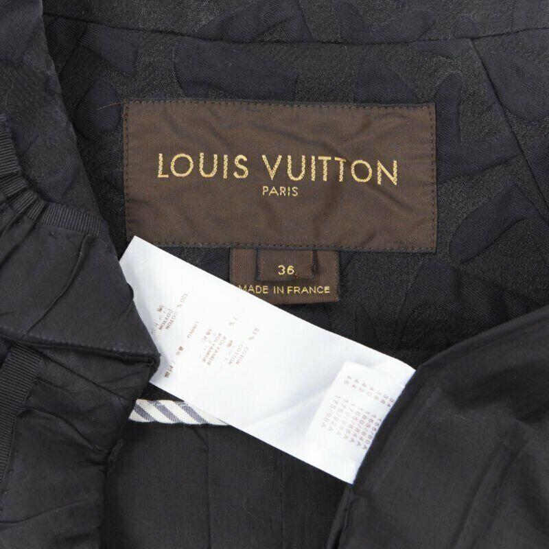 LOUIS VUITTON black cotton geometric pattern jacquard cropped jacket FR36 S For Sale 7