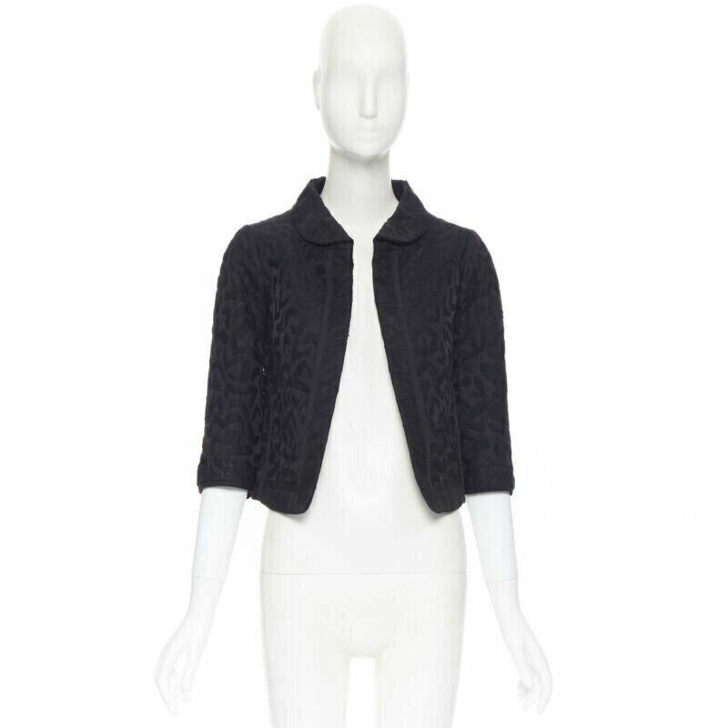 Black LOUIS VUITTON black cotton geometric pattern jacquard cropped jacket FR36 S
