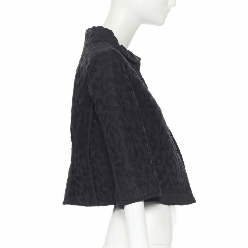 Women's LOUIS VUITTON black cotton geometric pattern jacquard cropped jacket FR36 S For Sale