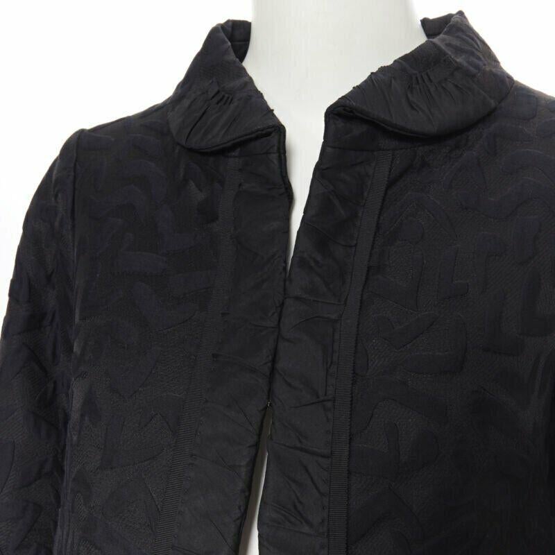 LOUIS VUITTON black cotton geometric pattern jacquard cropped jacket FR36 S 4