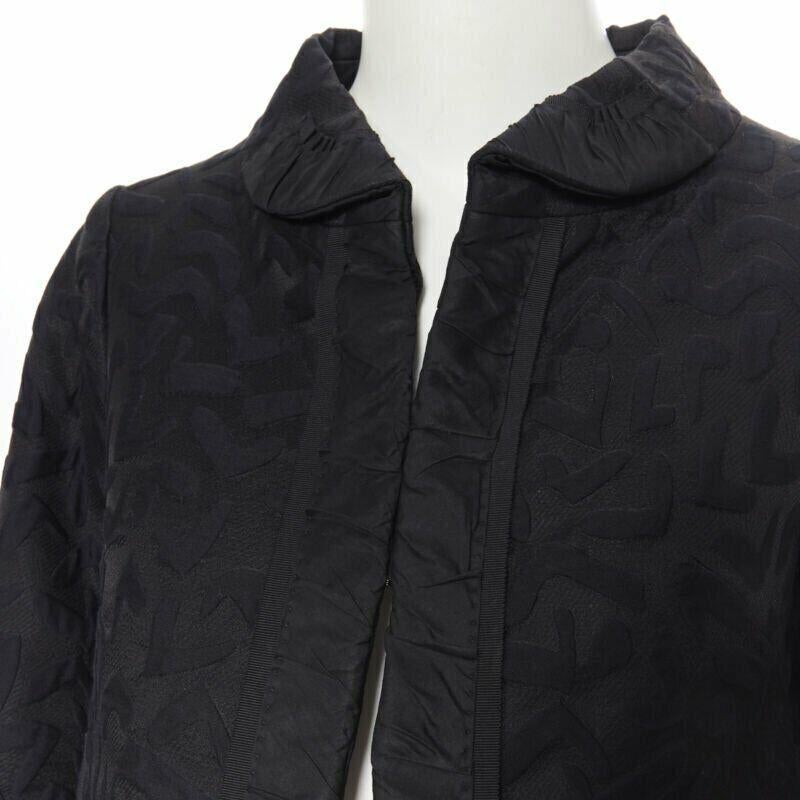 LOUIS VUITTON black cotton geometric pattern jacquard cropped jacket FR36 S For Sale 4