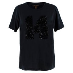 Louis Vuitton Black Cotton 'Paris' 14 Sequin Embellished T-shirt S