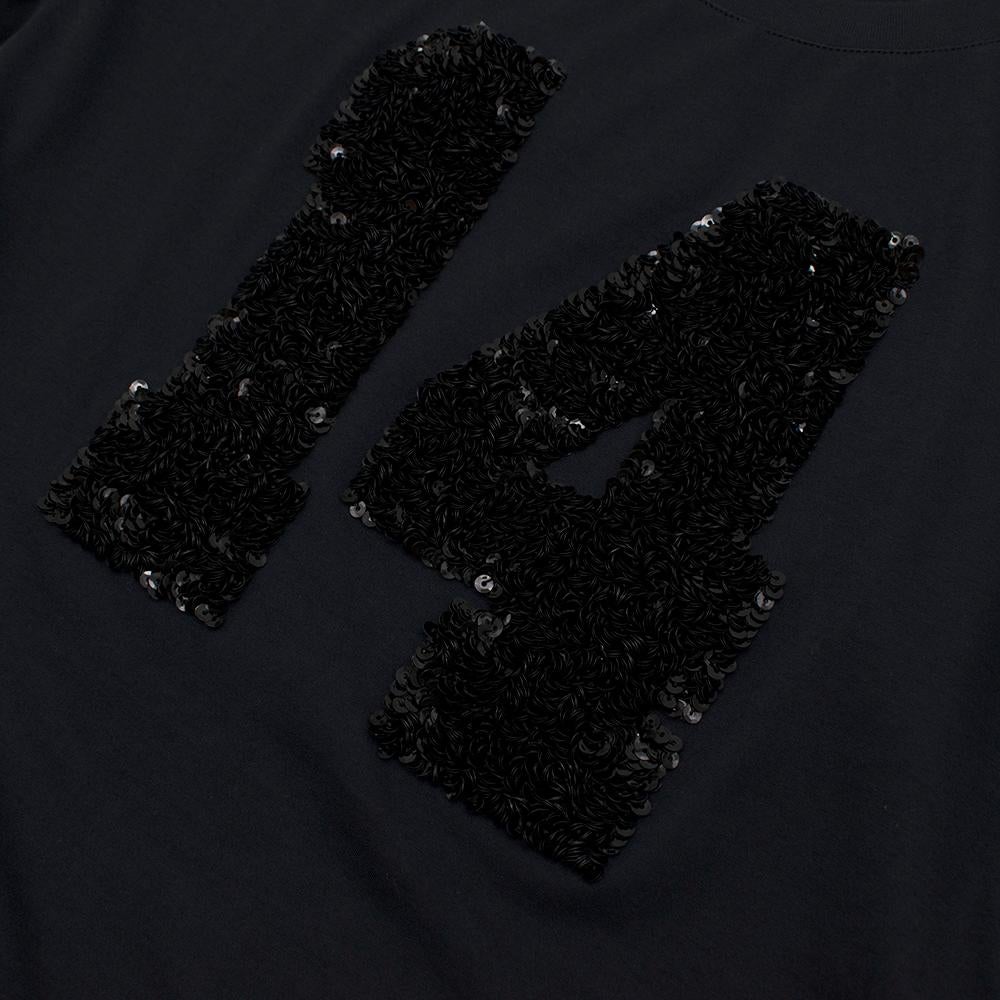 Louis Vuitton Black Cotton 'Paris' 14 Sequin Embellished T-shirt - Size Small In Excellent Condition For Sale In London, GB