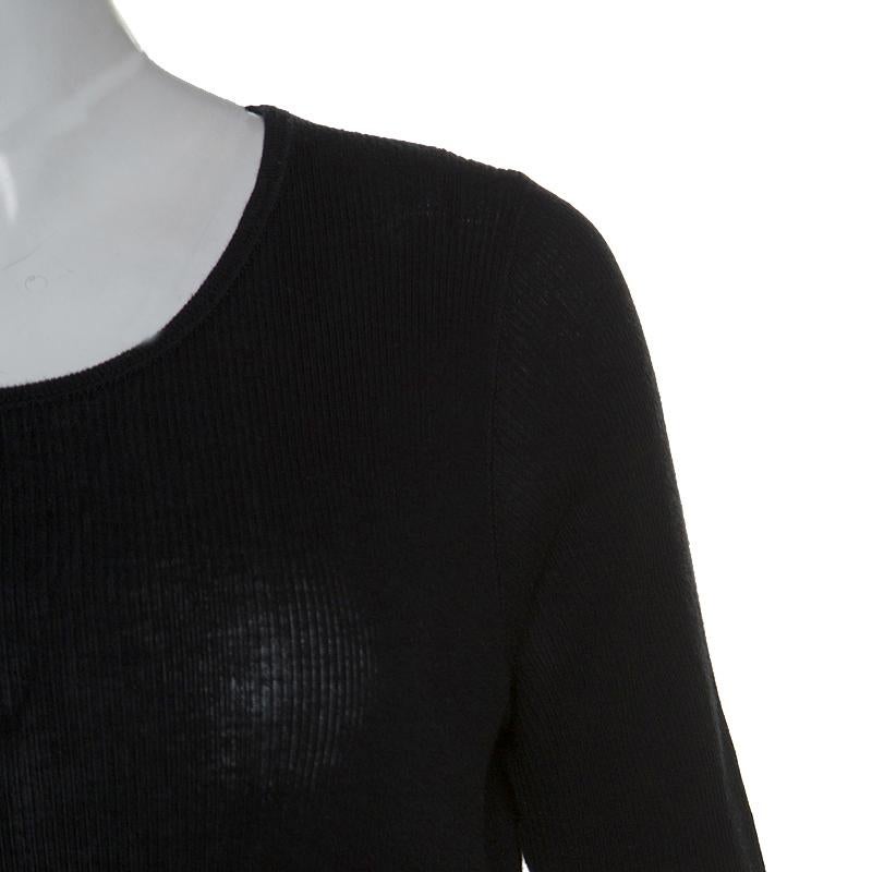 Women's Louis Vuitton Black Cotton Rib Knit T-Shirt L