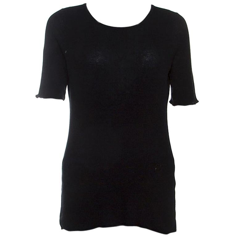 Louis Vuitton Black Cotton Rib Knit T-Shirt L