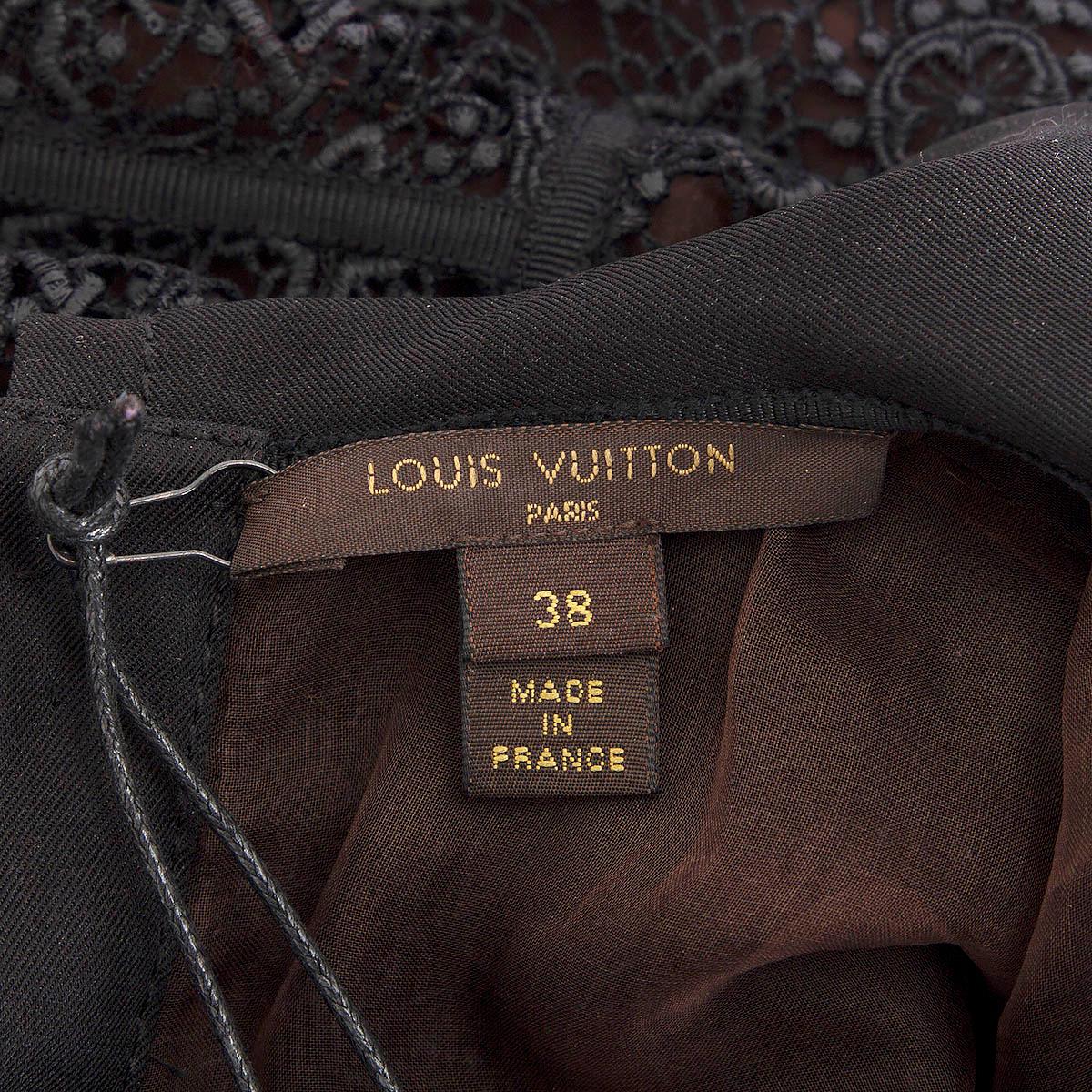 LOUIS VUITTON black cotton SHORT SLEEVE CROCHET Top Shirt 38 S For Sale 3