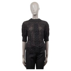 LOUIS VUITTON Chemise noire en coton à manches courtes façon cROCHET 38 S