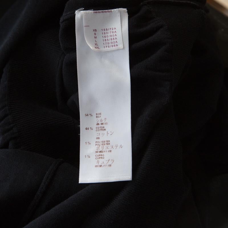 Louis Vuitton Black Cotton Silk Elasticized Waist Crew Neck Dress M 2