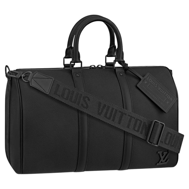 Louis Vuitton Black Cowhide Leather LV Aerogram Keepall Bandouliere 40
