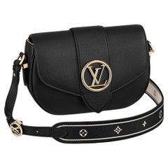 Louis Vuitton Black/Cream Grained Calfskin Leather LV Pont 9 Soft MM Bag