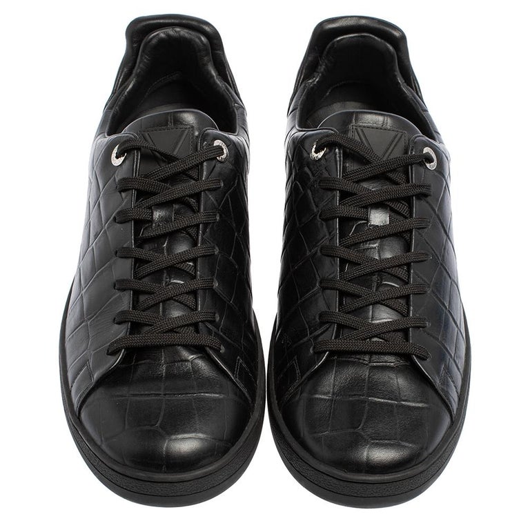 Louis Vuitton Black Crocodile Embossed Leather Sneakers ref.792860