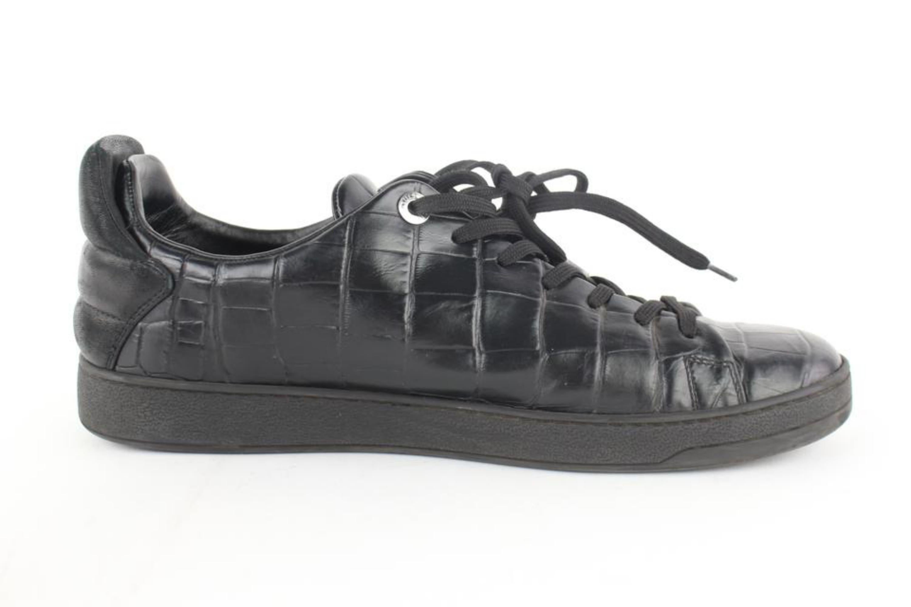 Louis Vuitton Black Croc Embossed Low Top Trainer 6lz1113 Sneakers For Sale 3