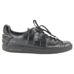 Louis Vuitton Black Croc Embossed Low Top Trainer 6lz1113 Sneakers