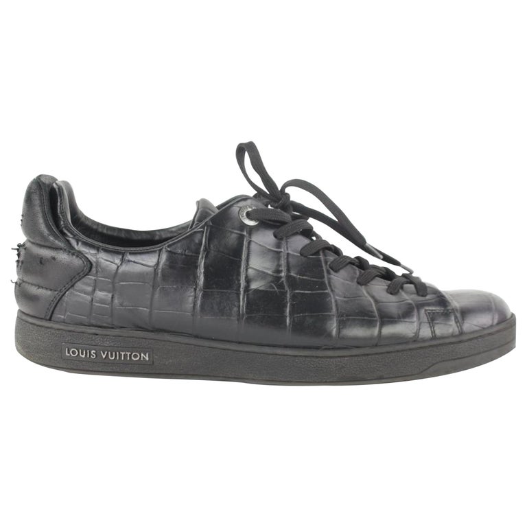 Louis Vuitton Black Croc Embossed Low Top Trainer 6lz1113 Sneakers For Sale  at 1stDibs