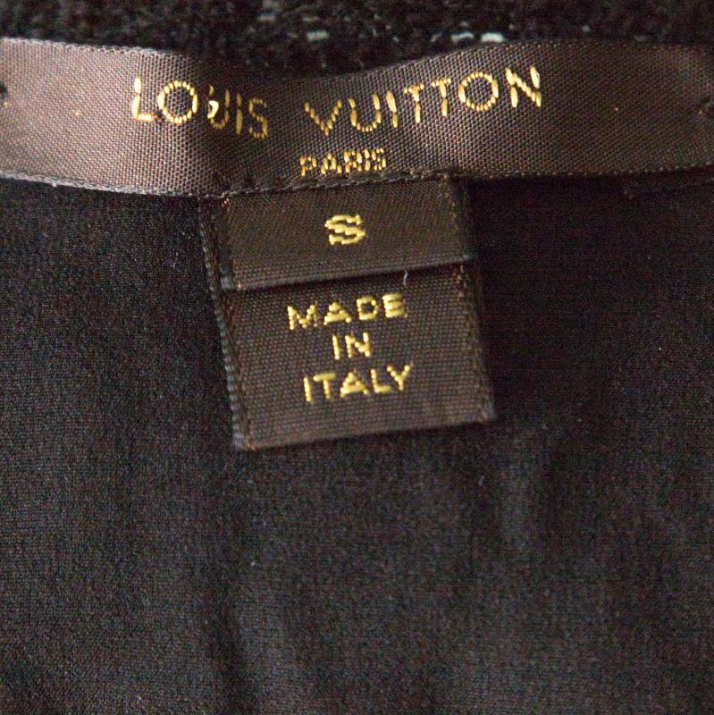 Women's Louis Vuitton Black Crochet Knit Sleeveless Midi Dress S