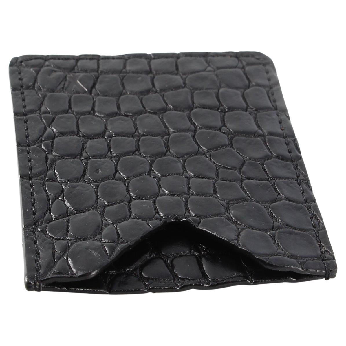 Louis Vuitton Black Croco Leather Card Case For Sale