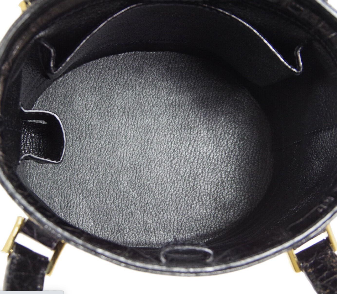 Louis Vuitton Black Crocodile Leather Exotic Top Handle Shoulder Small