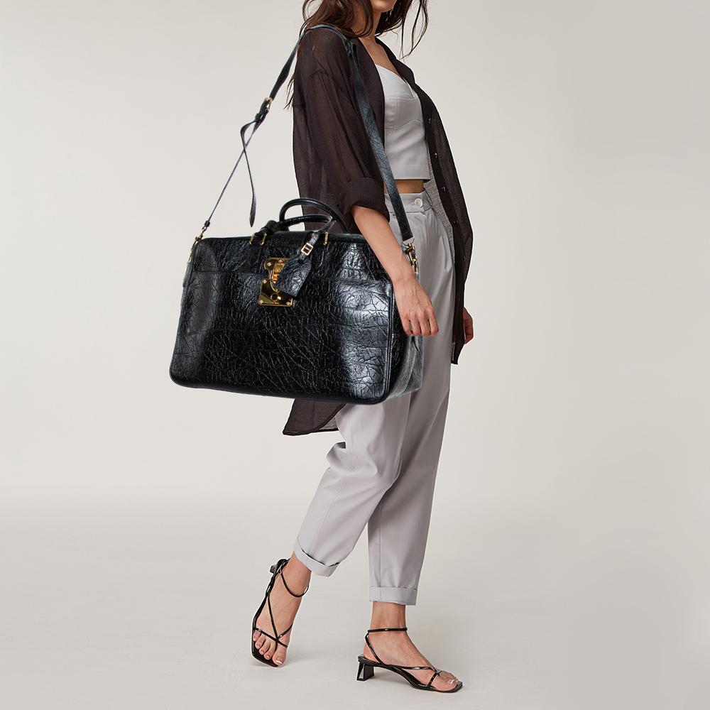 Louis Vuitton Black Cuir Indra Duffel Bag In Good Condition In Dubai, Al Qouz 2