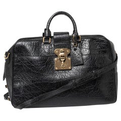 Schwarze Cuir Indra Duffel Tasche von Louis Vuitton