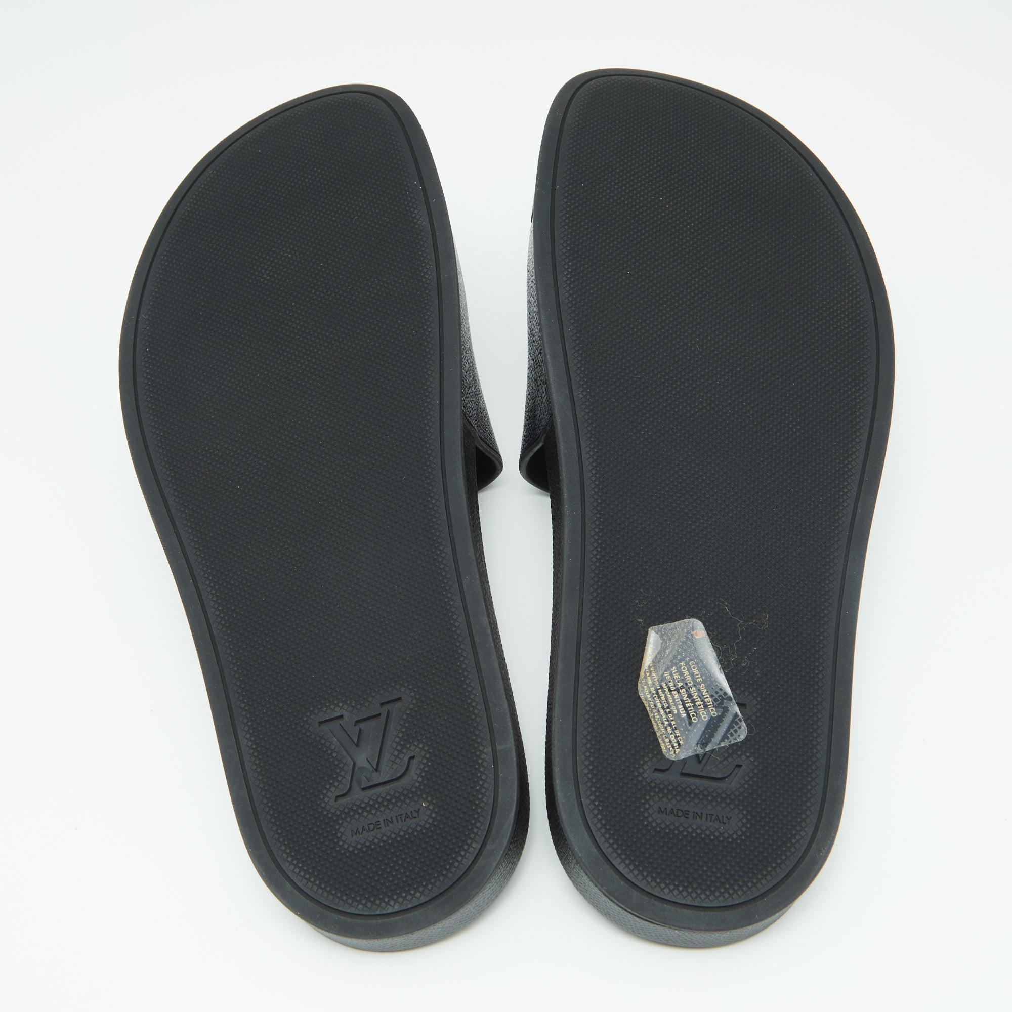 Louis Vuitton Black Damier Canvas Waterfront Eclipse Mule Sandals Size 44.5 In New Condition In Dubai, Al Qouz 2