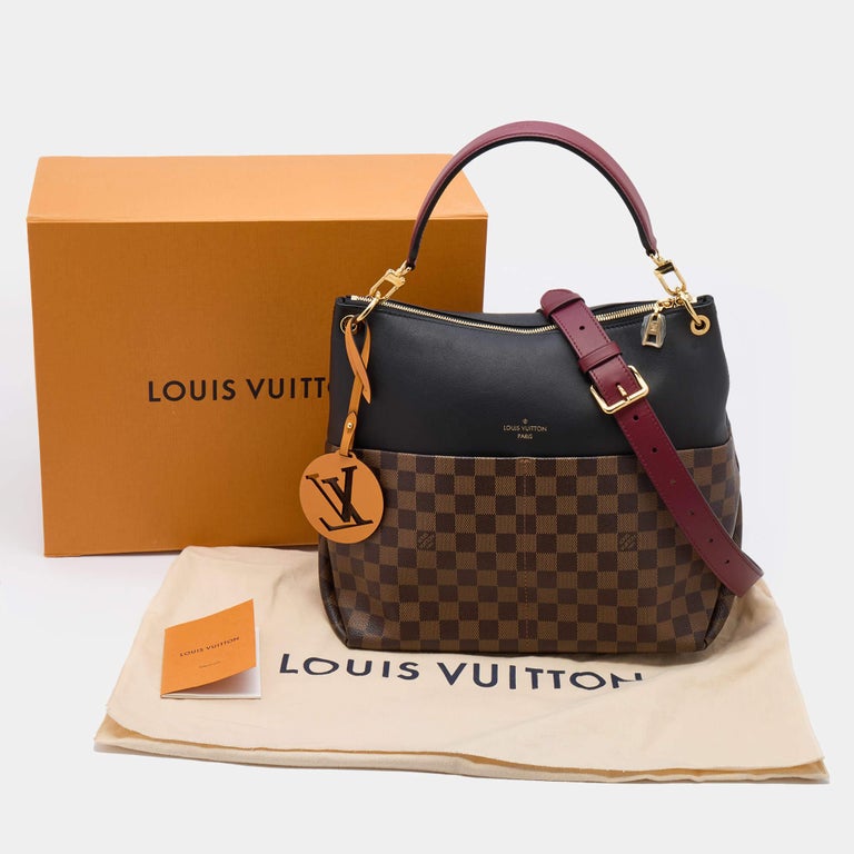 Louis Vuitton Brown Damier Ebene Maida Hobo Black Leather Cloth
